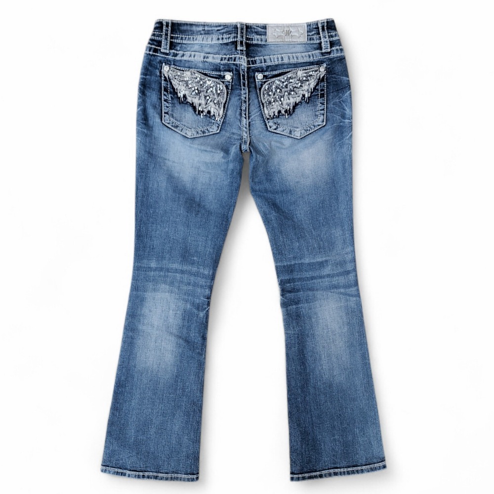 Miss Me Signature Boot Jean 28 Bootcut Angel Wing Pockets Stretchy Inseam 31.5" - Picture 14 of 14